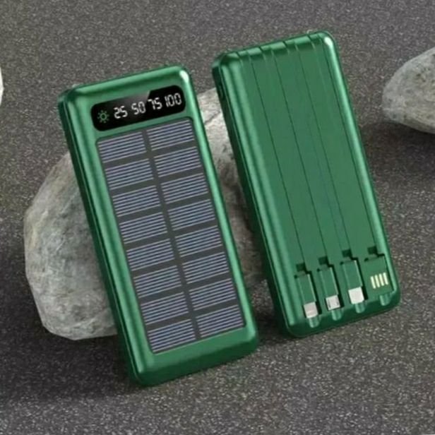 30000mAh Powerbank Solpanel USB-laddare iphone android Inbyggd Kablar