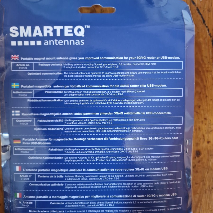 antenn Portabel Smarteq 3G/4G 215dBi förstärkning SMA CRC-9 TS-9