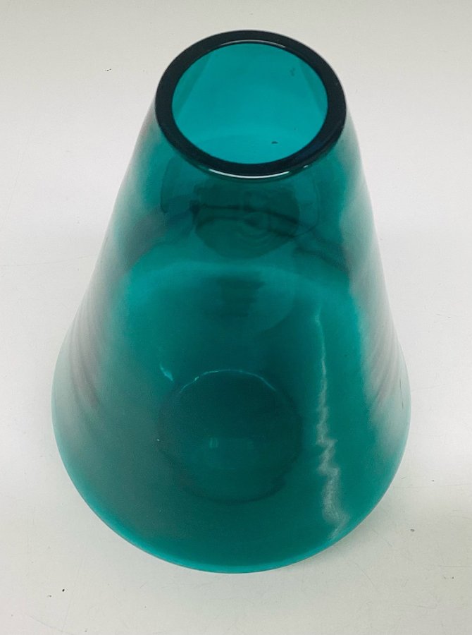 Retro vintage läcker konformad blågrön vas