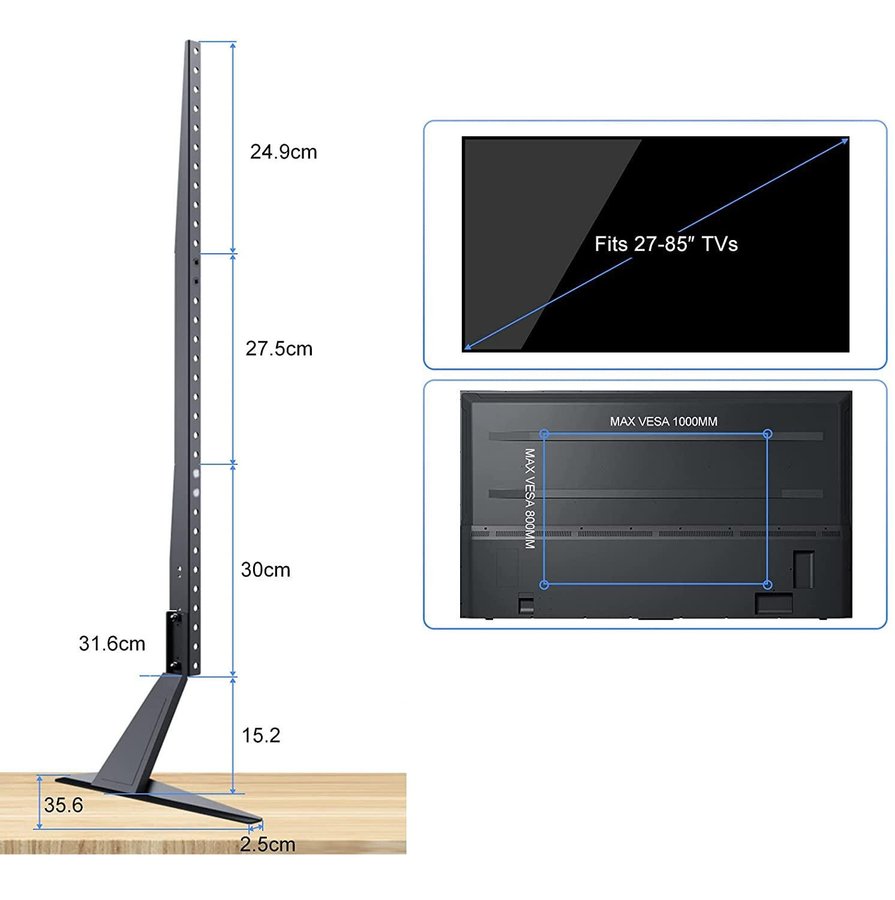 NYTT Universellt bordsstativ/riser | VESA | 27 - 85" skärmar | Nypris 399kr