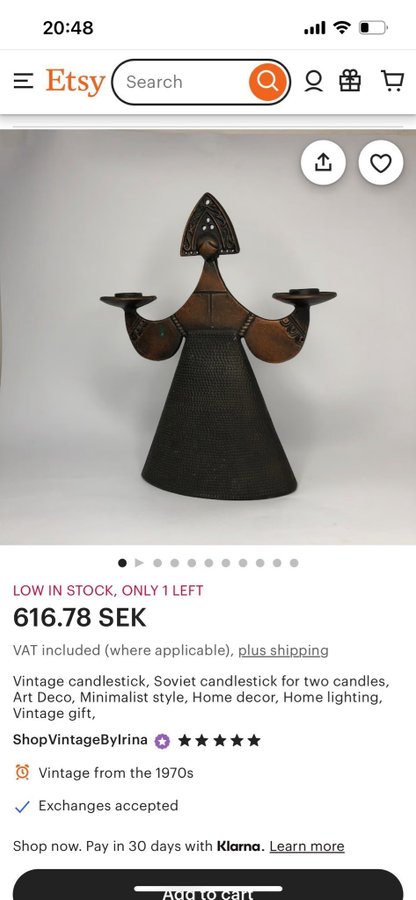 Vacker vintage ljusstake i form av en kvinna