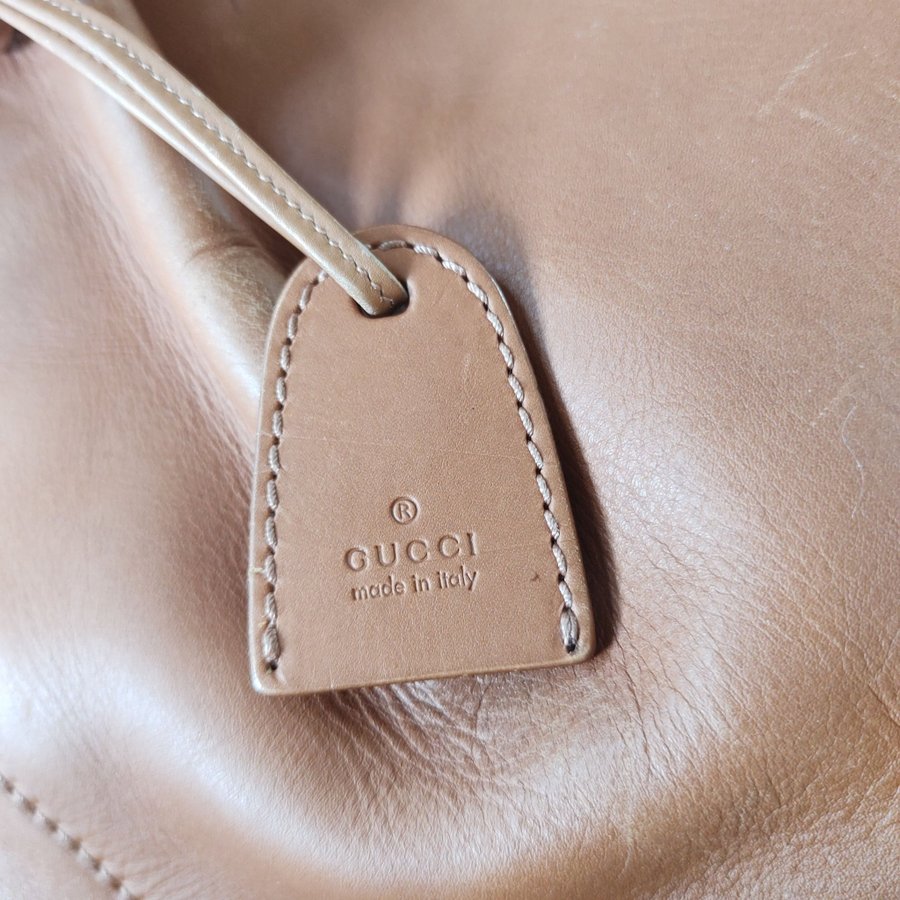 Gucci handväska väska läder äkta vintage brun