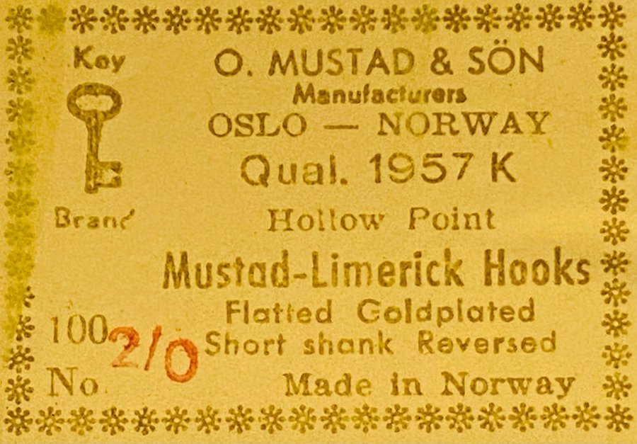 MUSTAD-Limerick guldplaterade kvalitet krokar Nr2/0 Qual 1957 K  100st krokar