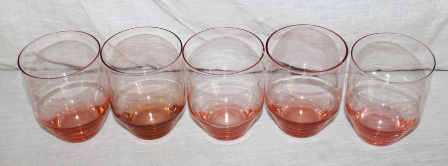 5 st -Pink Blush - whiskyglas / saftglas - Luminarc - France - rosa Retro