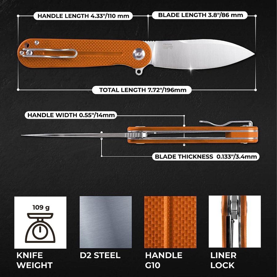 [NY] GANZO Firebird FH922-OR Orange fällkniv EDC fickkniv kniv fisk FH922