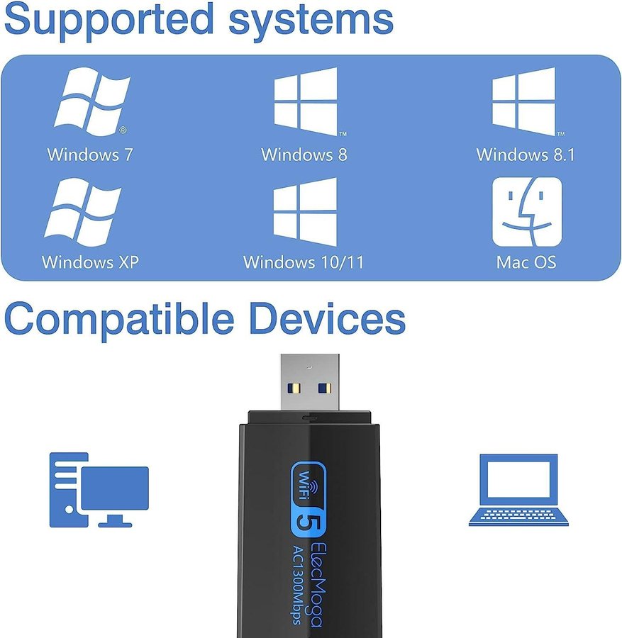 [NY] WiFi USB-adapter 24 och 5 Ghz usb 30 trådlöst nätverk internet wi fi