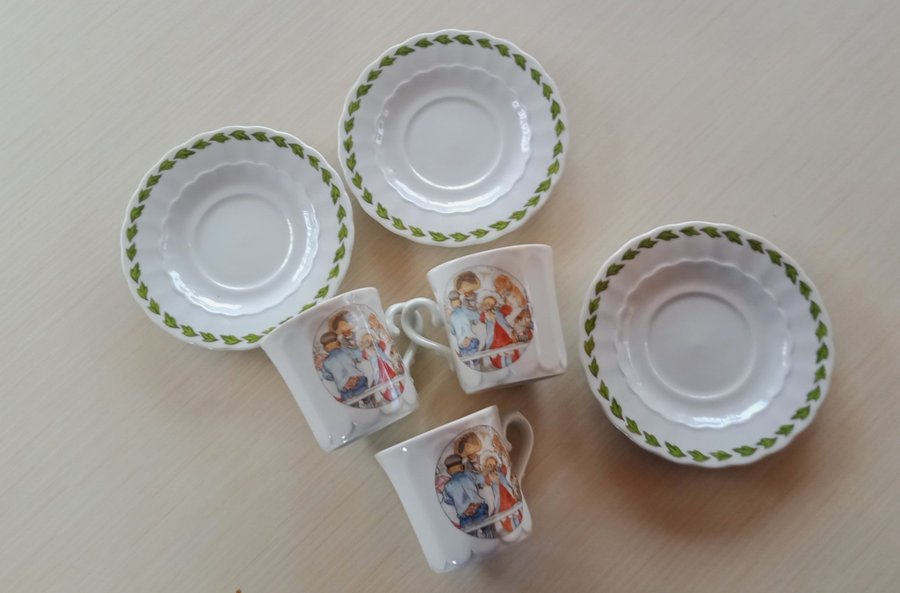 3 st vintage kaffekoppar med fat Carl Larsson Eschenbach Bavaria / kopp Tyskland