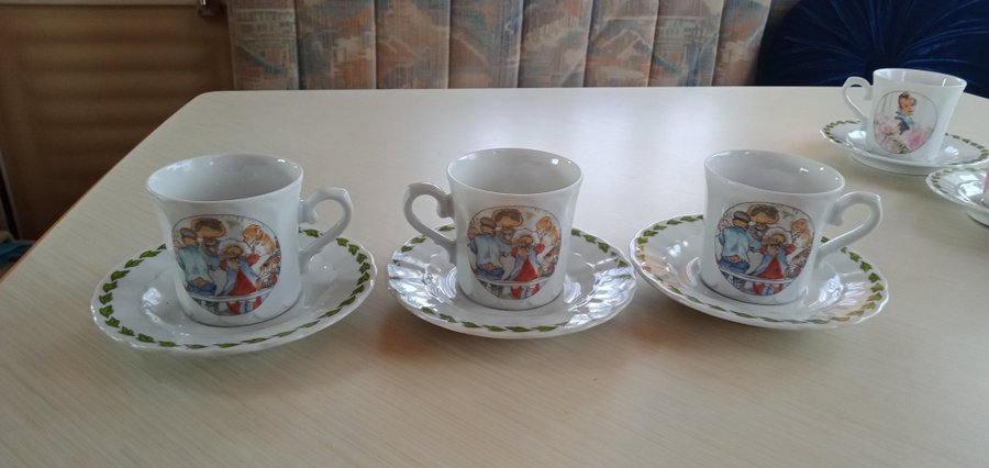 3 st vintage kaffekoppar med fat Carl Larsson Eschenbach Bavaria / kopp Tyskland