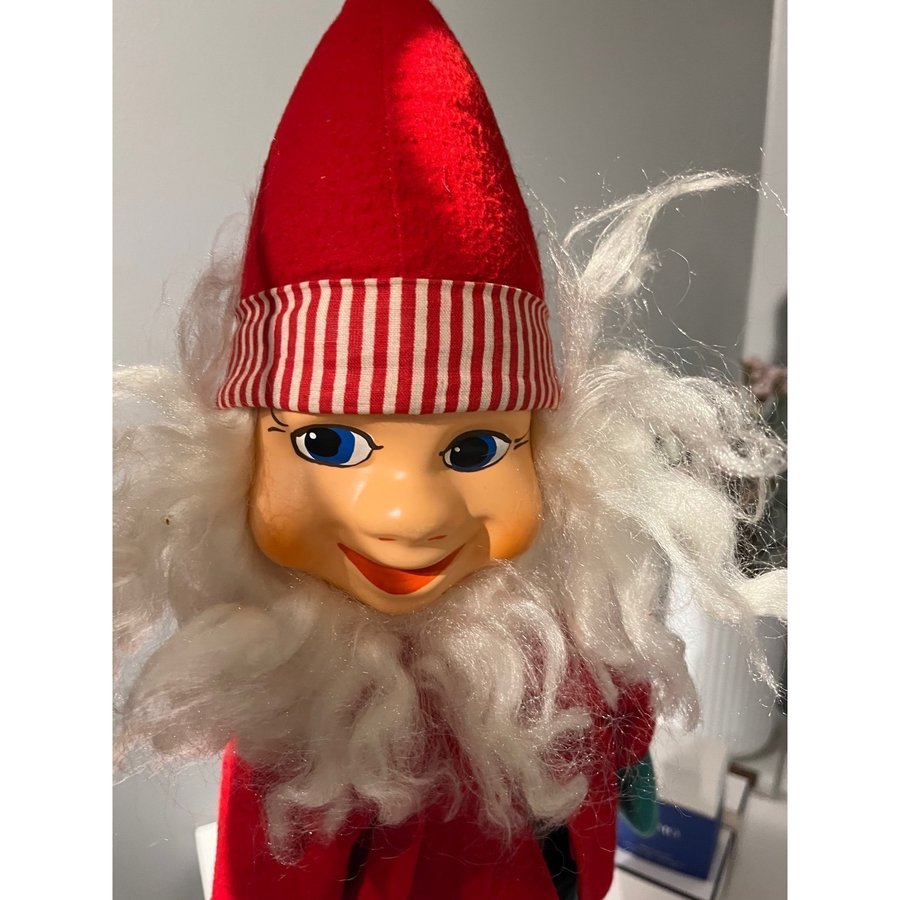 Stor gammal retro teater tomte 50cm hög tomte tyg docka