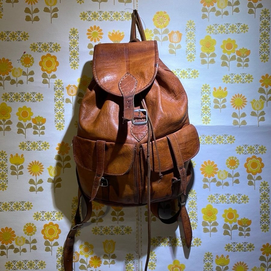 Ryggsäck i läder från 70talet vintage leather backpack