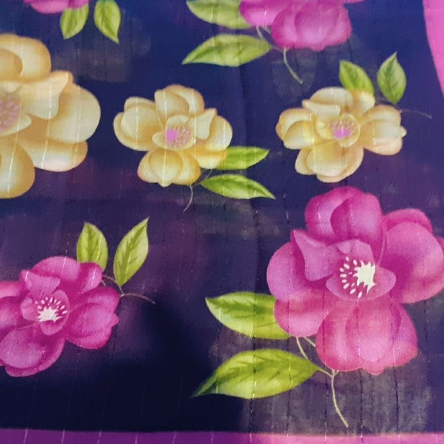 Elegant Svart rosa gult sjal JAPANISK STYLE