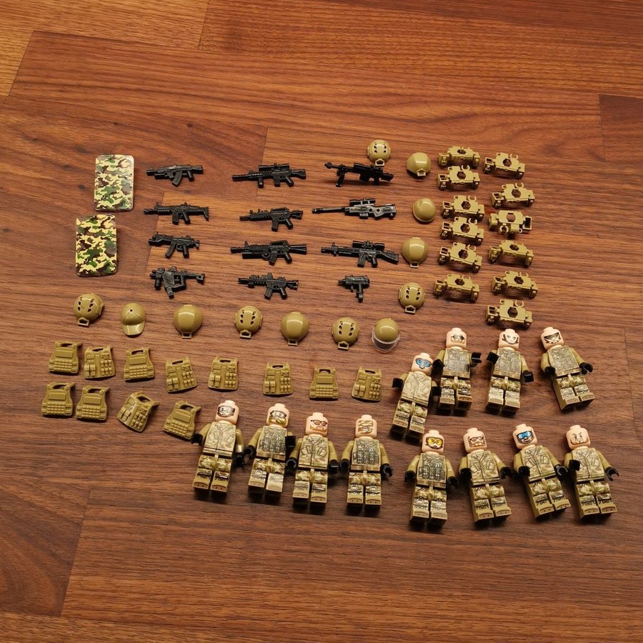 SISTA CHANSEN 12st Militär figurer - Utrustade - Camo Minifigurer - Gubbar