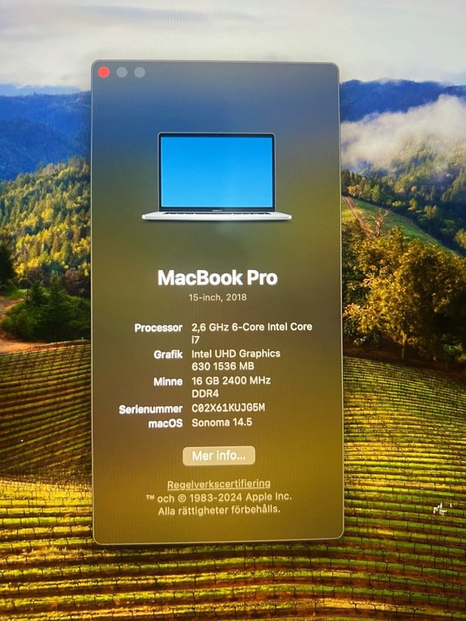 Macbook Pro 15” 2018 (i7 16GB 512GB)