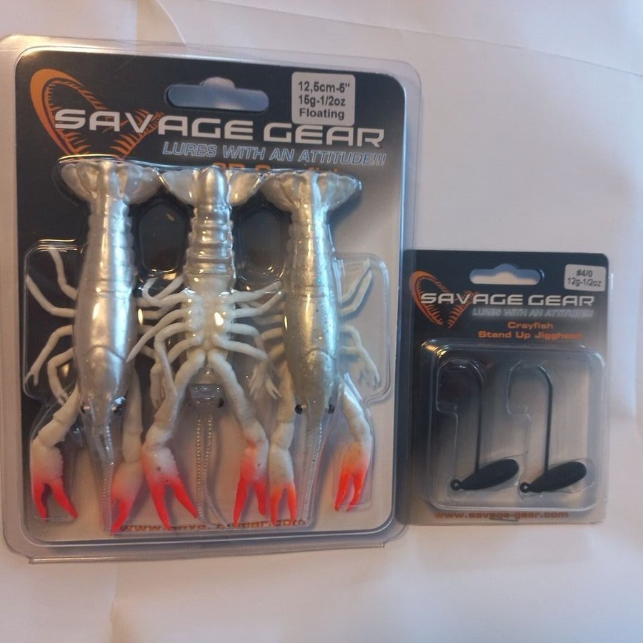 Savage Gear 3D Crayfish 125cm och Crayfish Stand UP Jigghead 12g