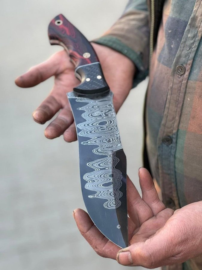 REAL DAMASCUS Hunting Knife Micarta Handle Survival Knife Camping Knife