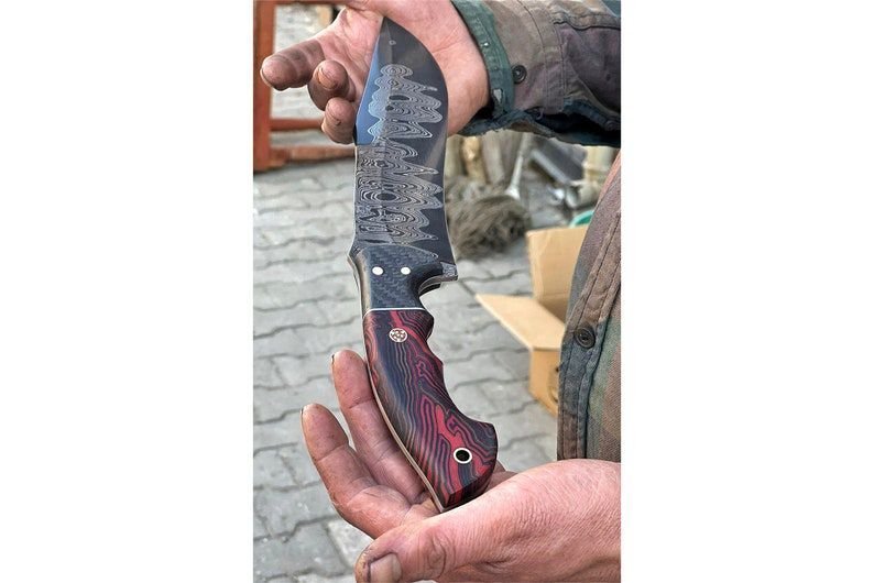 REAL DAMASCUS Hunting Knife Micarta Handle Survival Knife Camping Knife