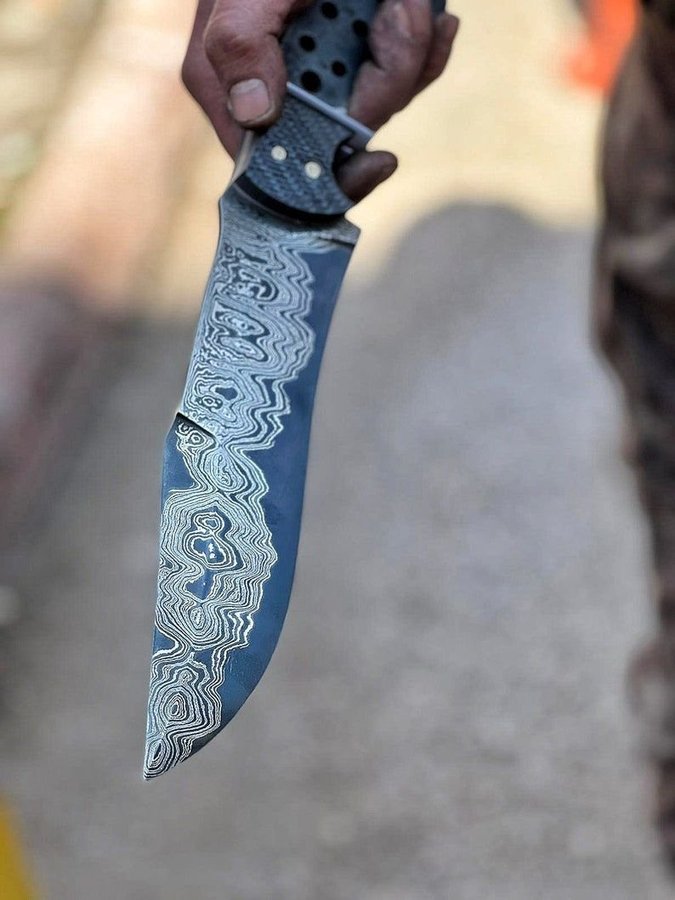 REAL DAMASCUS Hunting Knife Micarta Handle Survival Knife Camping Knife