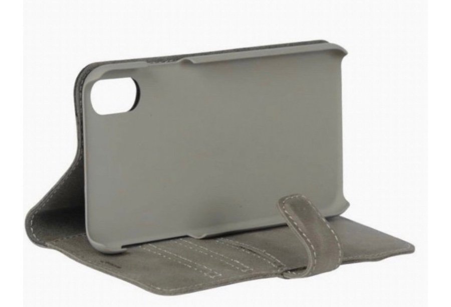 Essentials iPhone X/XS Plånboksväska i äkta läder för 3 kort grå