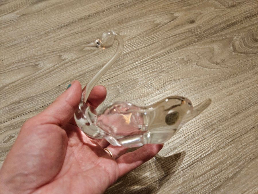 Glassvan Kristall KOSTA Sweden skål ljuslykta Svan konstglas kristall glas