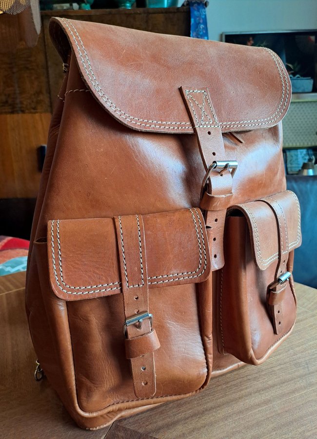 SEMI-ANTIK 50-TAL 60-TAL Ryggsäck backpack läder vintage