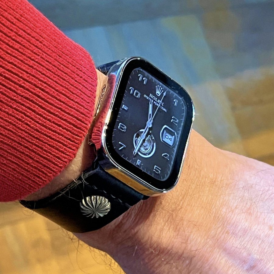 Jätte fin armband i äkta läder för AppleWatch 42/44/45/49 mm