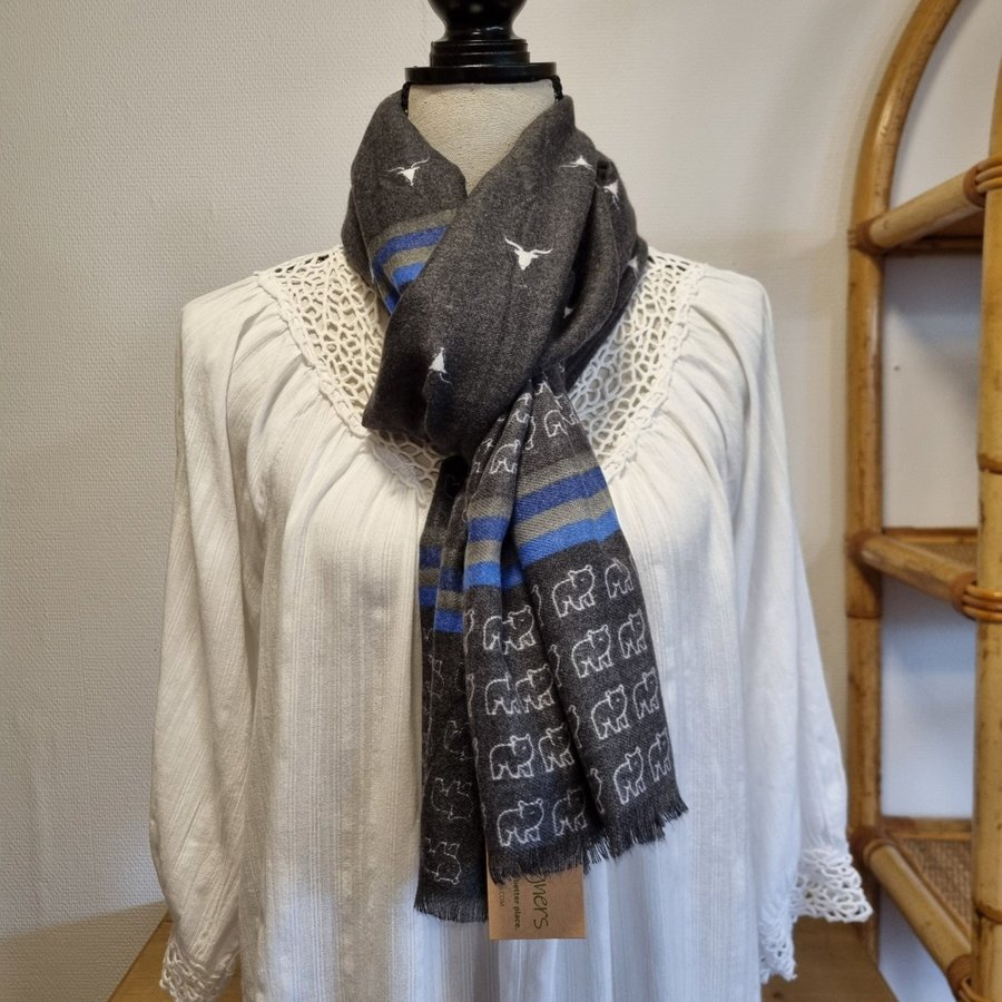 Halsduk Scarf 144/003 Deep Black and blue