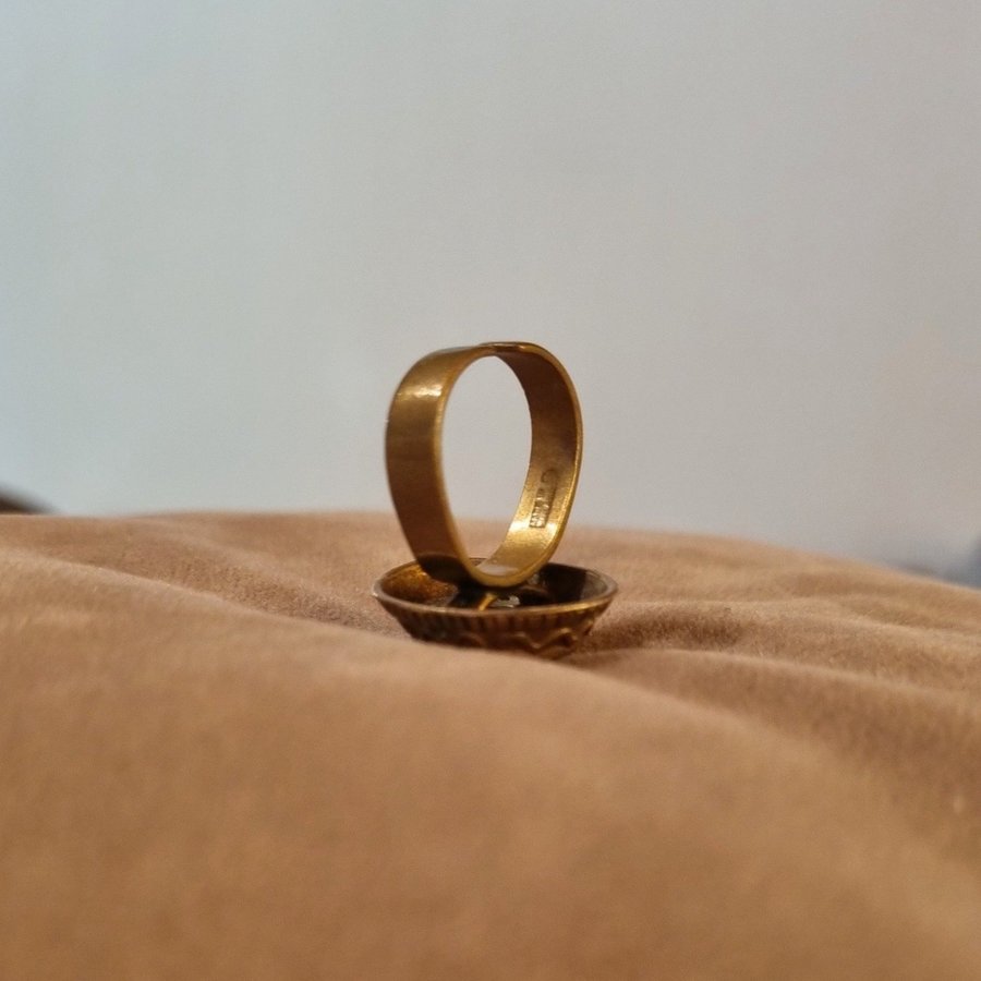 Vintage Kalevala ring i Brons med Granit