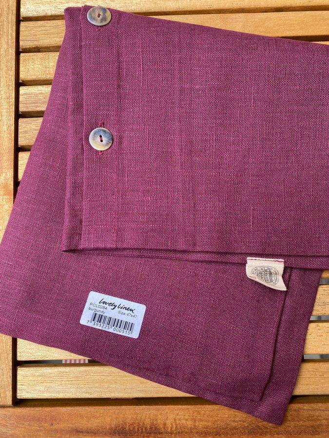 2 st Lovely Linen kuddfodral 100 % Lin – Burgundy – Nya