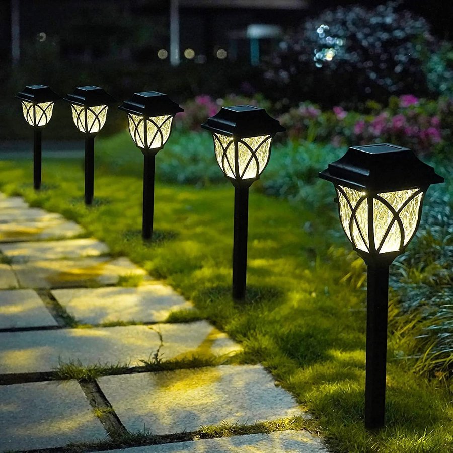 6-pack utomhus vattentät LED solenergi trädgårdslampa