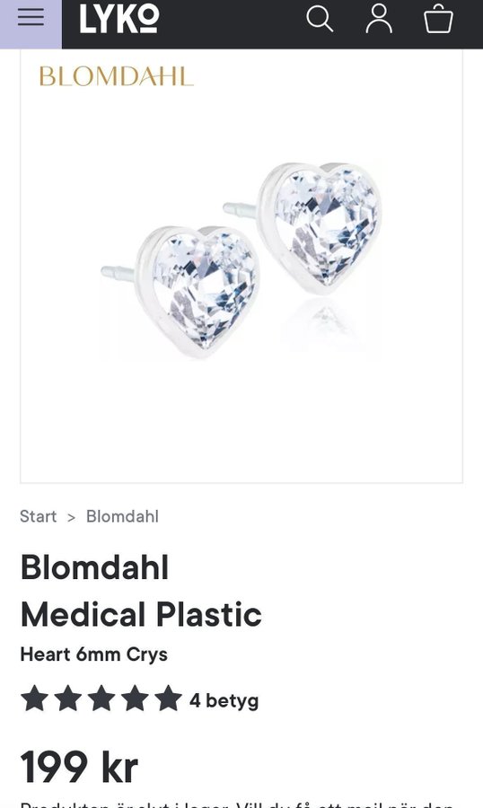 Blomdahl Medical Plastic Heart 6mm Crys