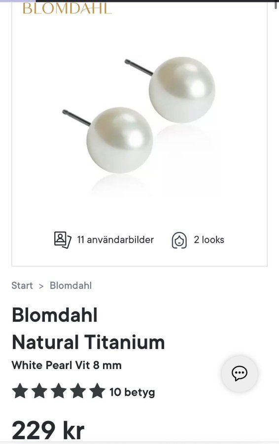 Oöppnade Blomdahl Natural Titanium White Pearl Vit 8 mm