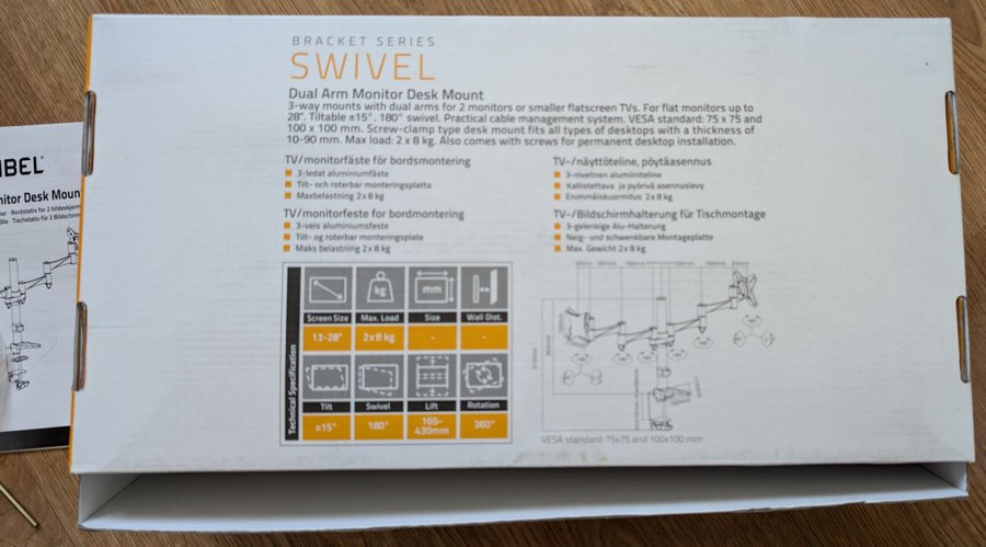 Exibel Swivel - Skärmstativ för två skärmar ( VESA 75 / 100 )