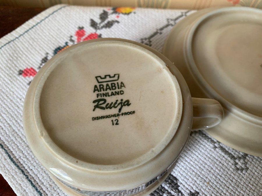 Arabia RUIJA TEA CUP / tekopp med fat design Ulla Procopé 1975-81