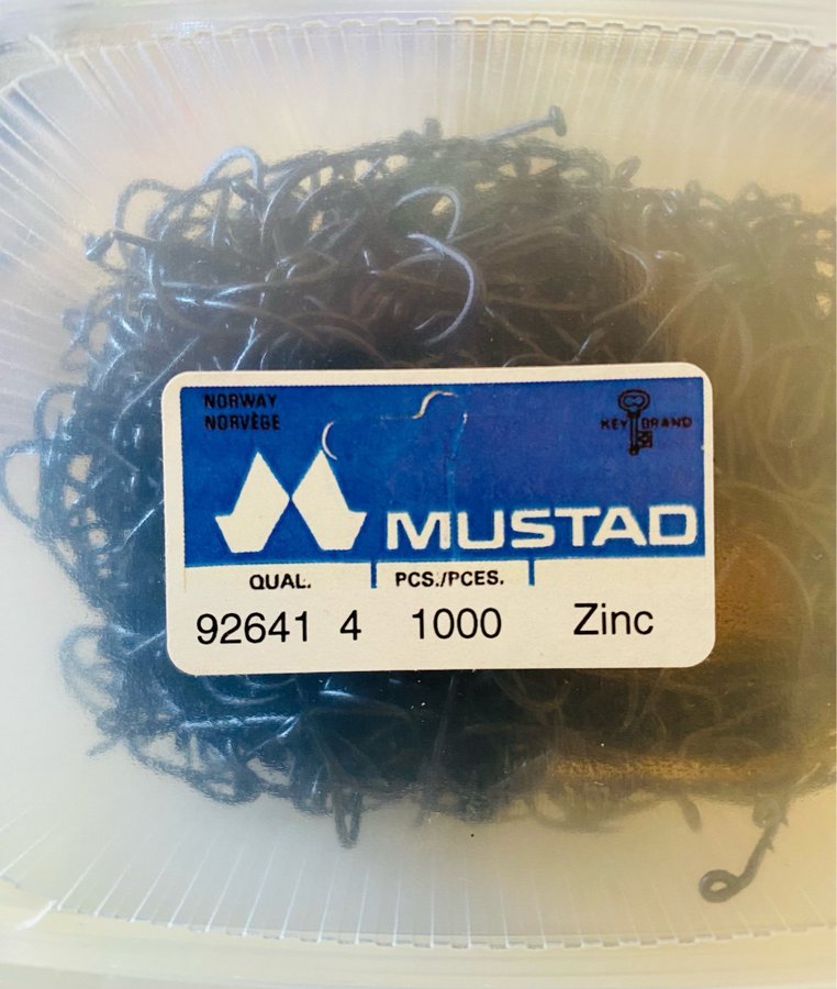 OBS MUSTAD nr492641 Zinc  1000st special krokar Kvalitet !