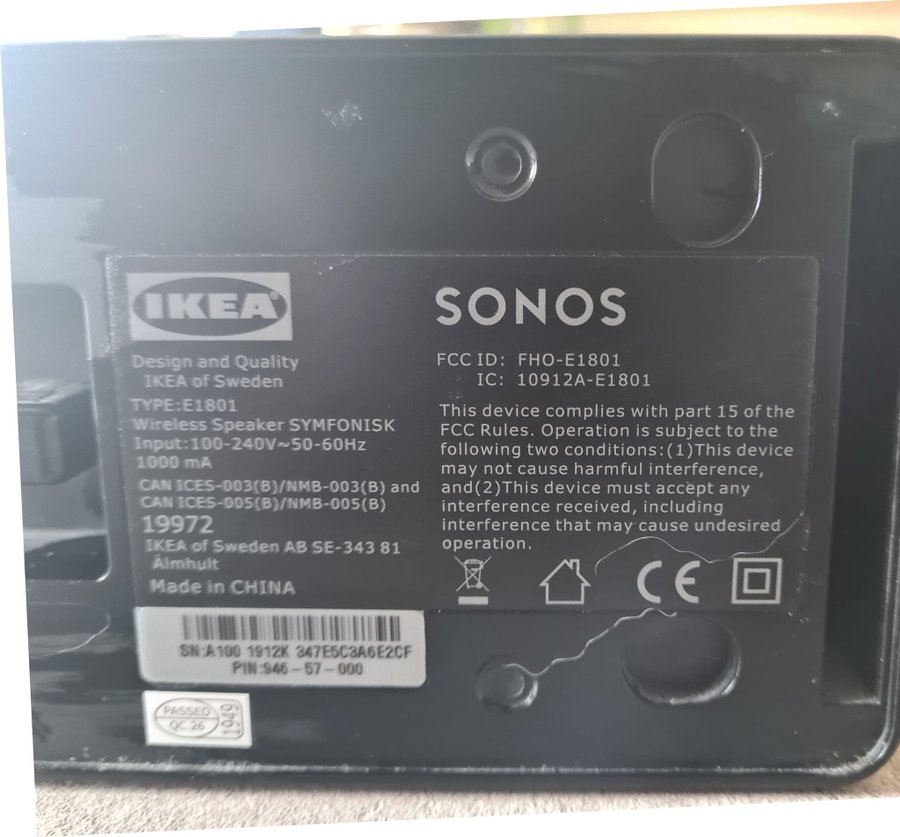 Ikea Sonos Symfonisk Wifi-bokhyllehögtalare  svart