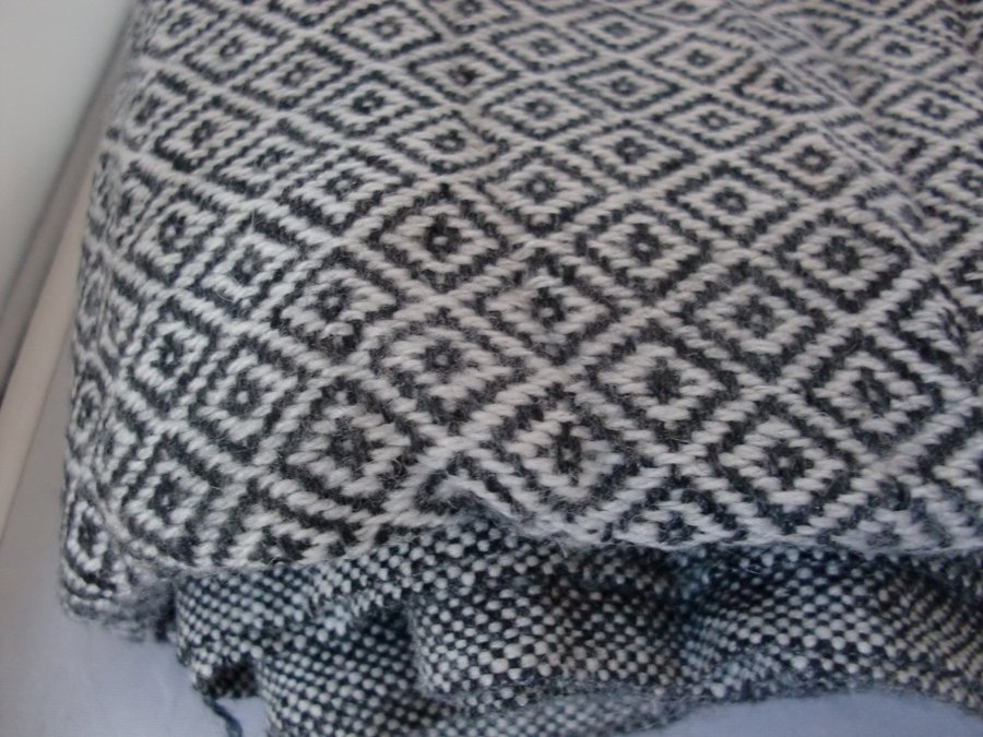 Stor svart/vit lyxig ullpläd filt 100 % kashmir ull från Nepal Ny!