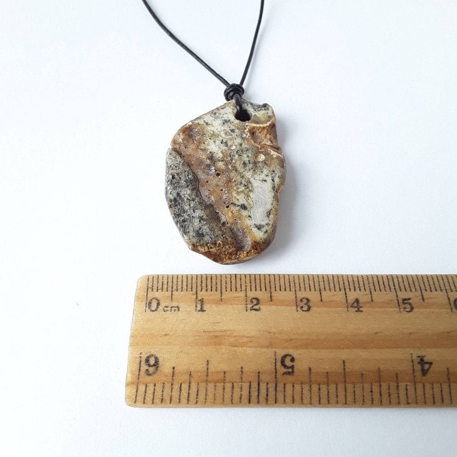 Baltic amber raw gemstone pendant on black leather cord Unisex amber gem jewelry