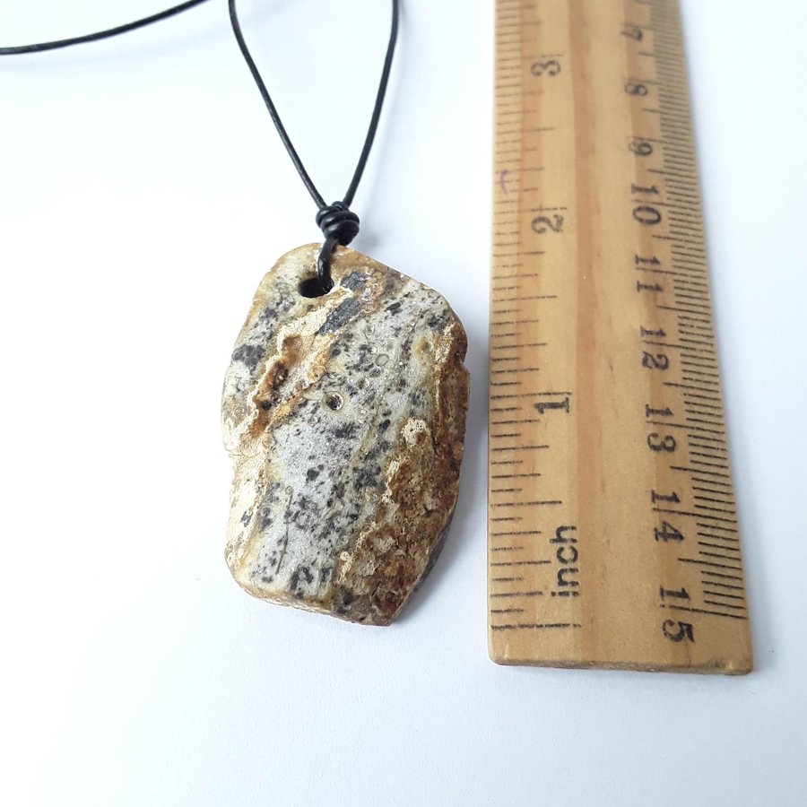 Baltic amber raw gemstone pendant on black leather cord Unisex amber gem jewelry