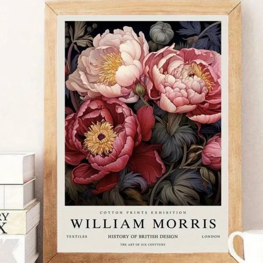 Print Poster WILLIAM MORRIS "Rosa Pion" 50x70 cm Brittisk textilhistoria