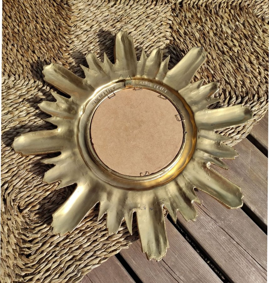 Vintage Solspegel Made in Italy Guldram retro spegel sol