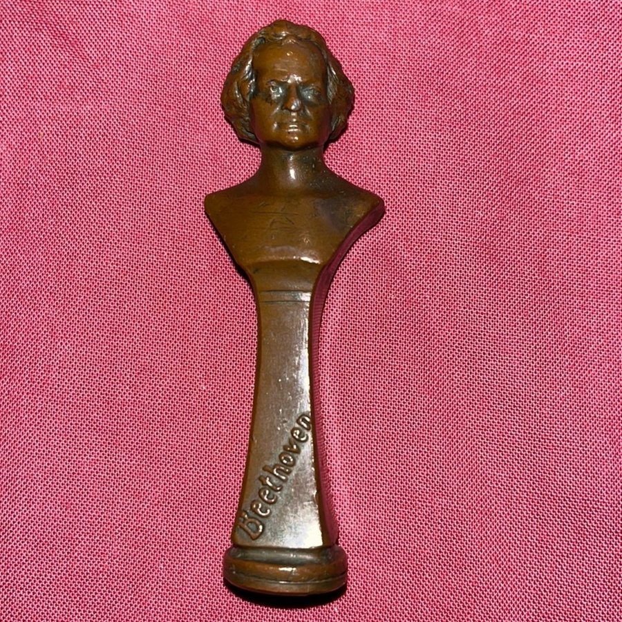 Retro Mini Skulptur Beethoven Brons Byst Del > Stämpel ? Ca 8 cm Hö  95g