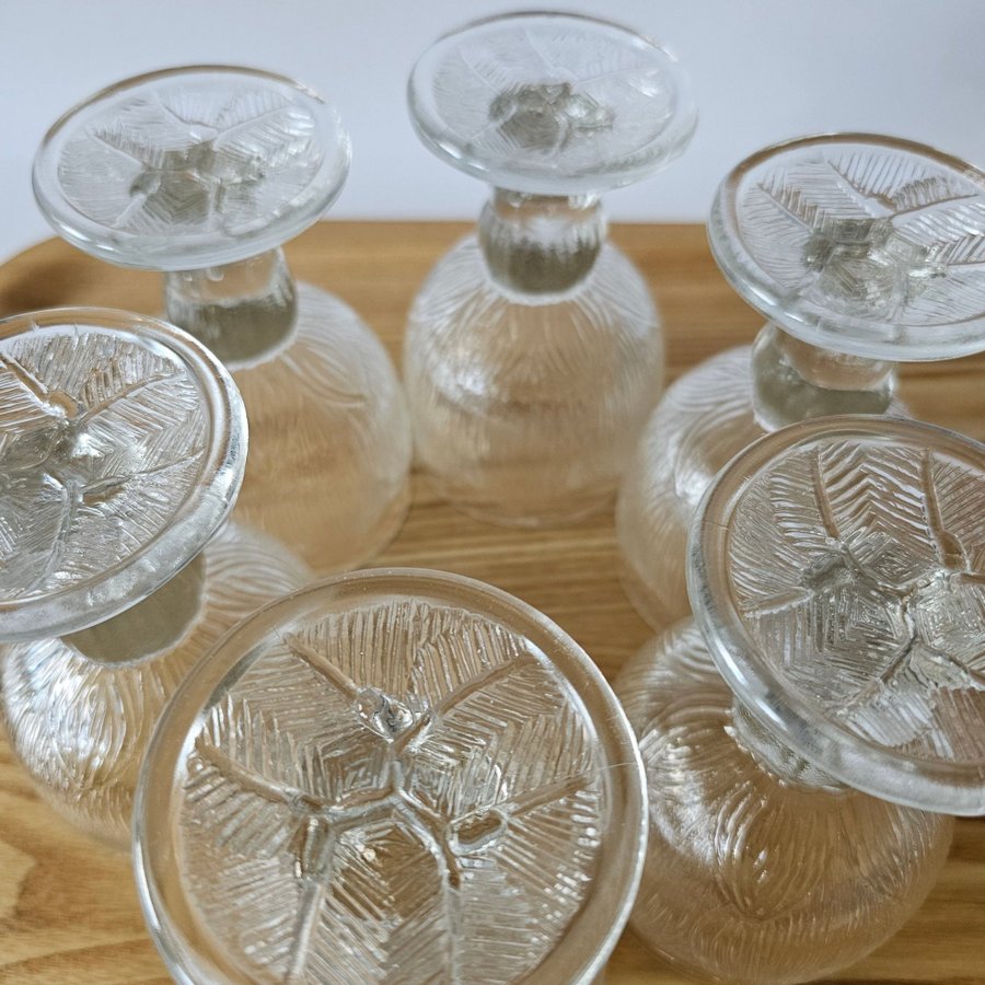 6 Vinglas/ölglas Pioni Arabia Finland Oiva Toikka Nuutajärvi vintage