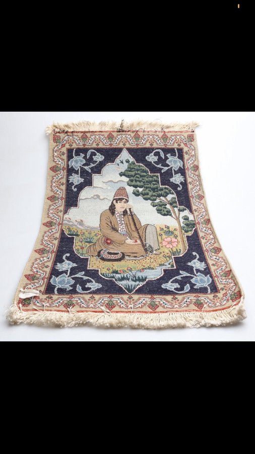 Fin äkta orientalisk Figural matta Isphahan 70x55cm nytt oanvänd