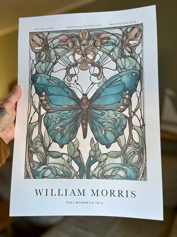 Poster A3 William Morris ”Teal Monarch”