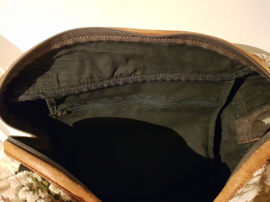 Väska weekend bag skinn och tyg vintage retro