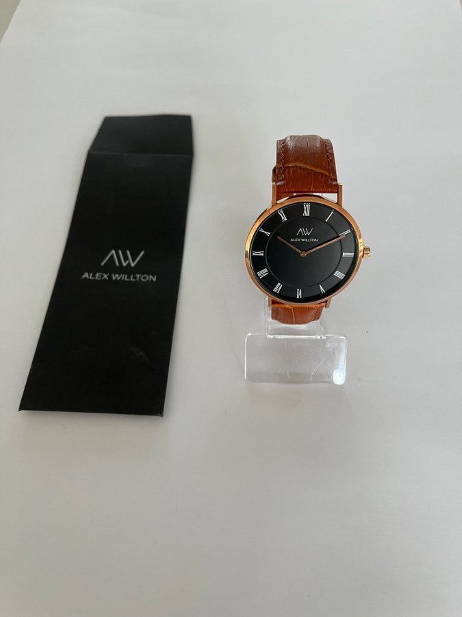 ALEX WILLTON WATCH Birmingham 40 mm Roseguld med brunt krokodilstil läderband