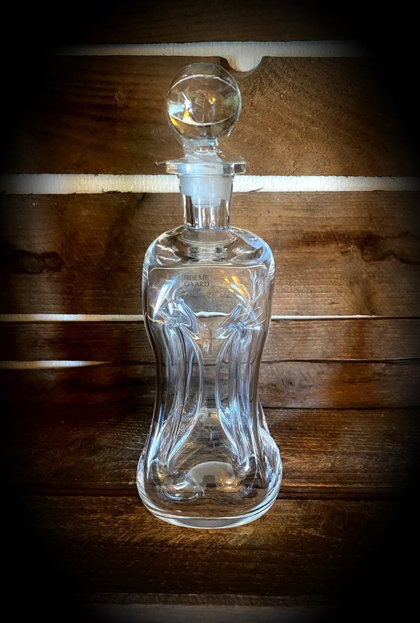 * Klukflaske klart glas - fra Holmegaard (28 cm)