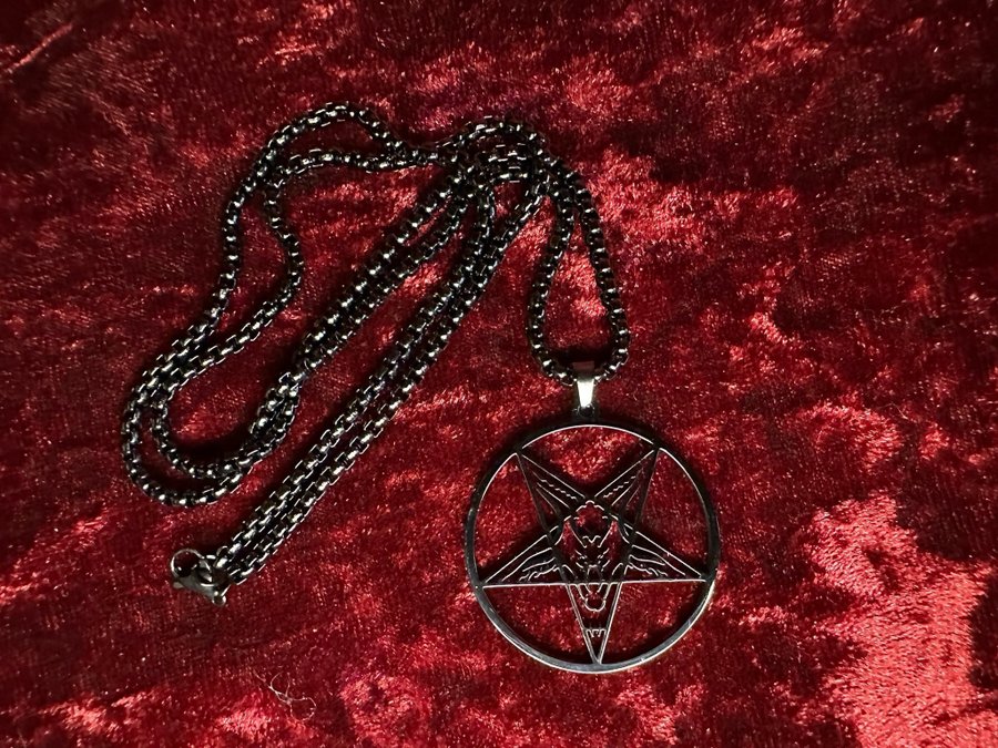 Nytt svart halsband Baphomet Pentagram Ockult Wicca stål Metal Goth Punk