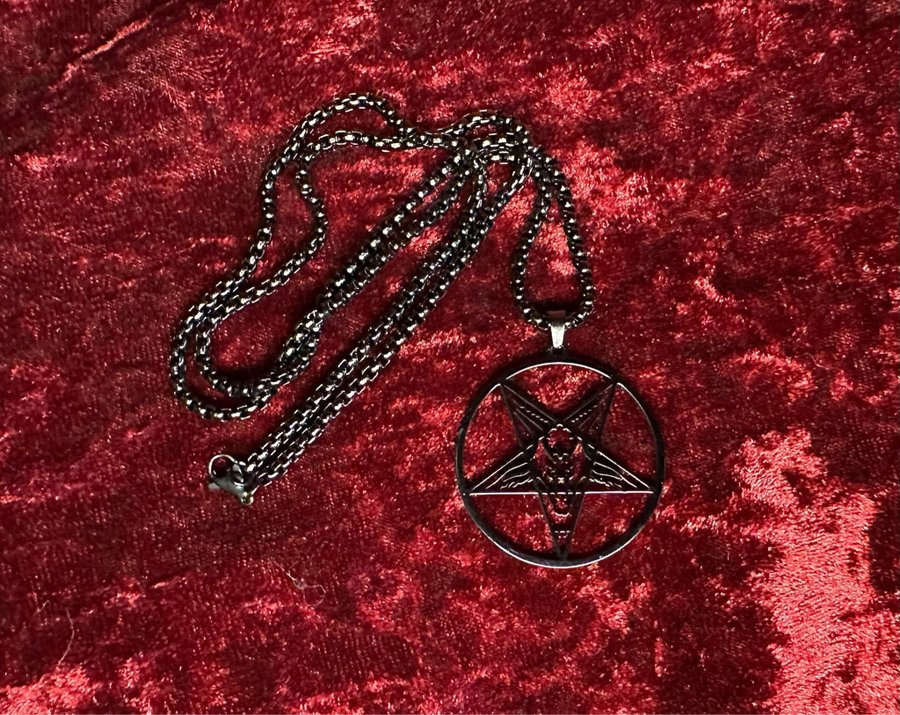 Nytt svart halsband Baphomet Pentagram Ockult Wicca stål Metal Goth Punk