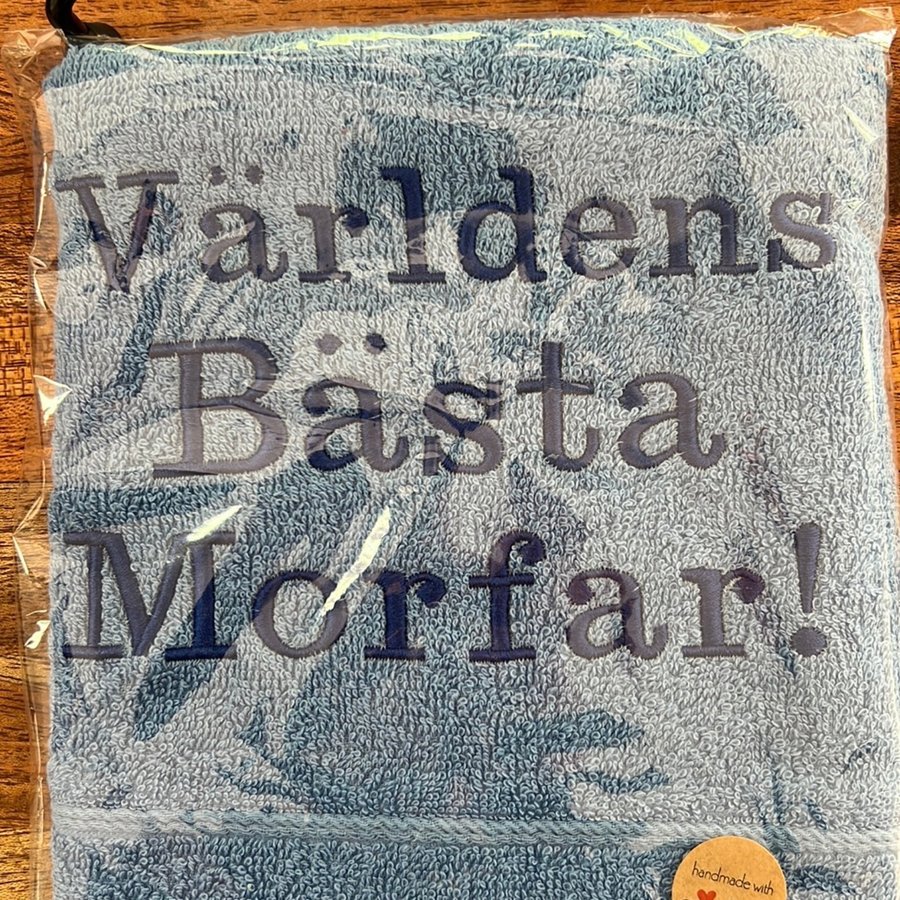 Broderat handduk 50cm x 100cm Världens bästa Morfar!